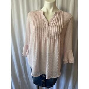 Charter Club Pink Swiss Dot Blouse - Petite Medium